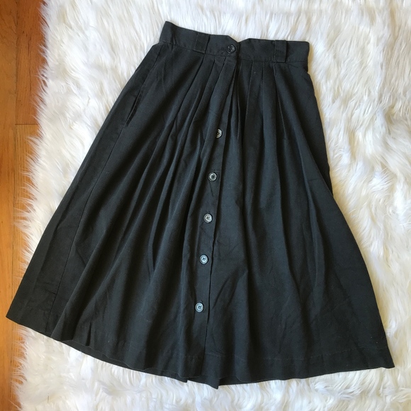 Vintage Dresses & Skirts - SOLD True Vintage Notch V Button A-Line Swing Skir